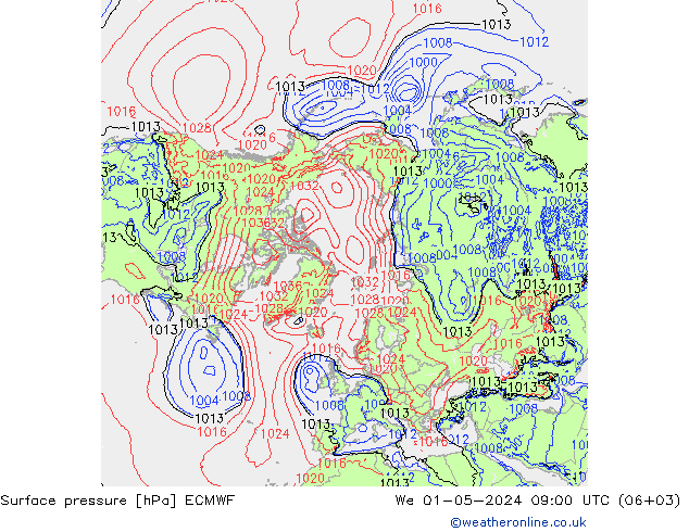 приземное давление ECMWF ср 01.05.2024 09 UTC