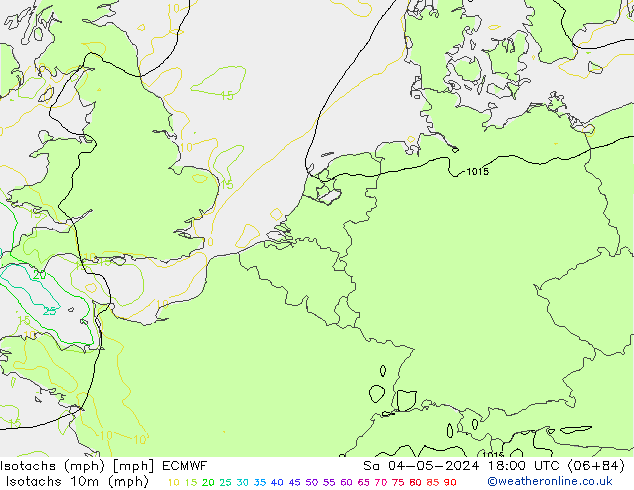 Isotachs (mph) ECMWF sam 04.05.2024 18 UTC