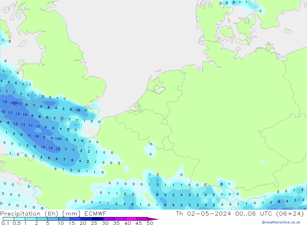 Precipitazione (6h) ECMWF gio 02.05.2024 06 UTC