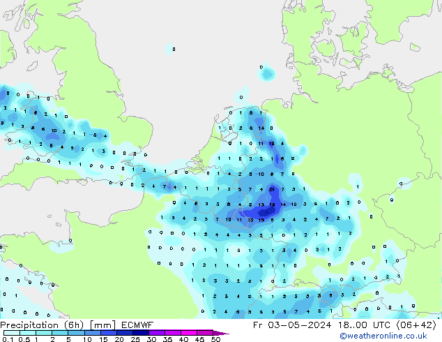 Precipitación (6h) ECMWF vie 03.05.2024 00 UTC