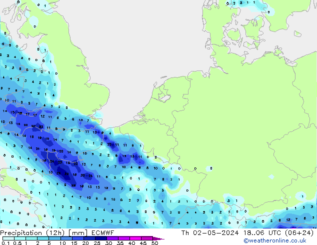 Precipitação (12h) ECMWF Qui 02.05.2024 06 UTC