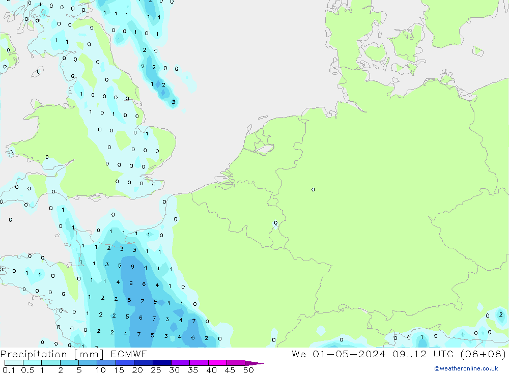 Neerslag ECMWF wo 01.05.2024 12 UTC