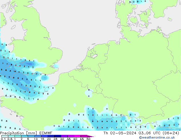 precipitação ECMWF Qui 02.05.2024 06 UTC