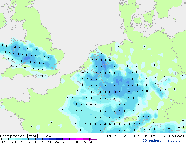 Precipitation ECMWF Th 02.05.2024 18 UTC