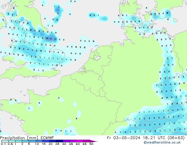 Precipitation ECMWF Fr 03.05.2024 21 UTC