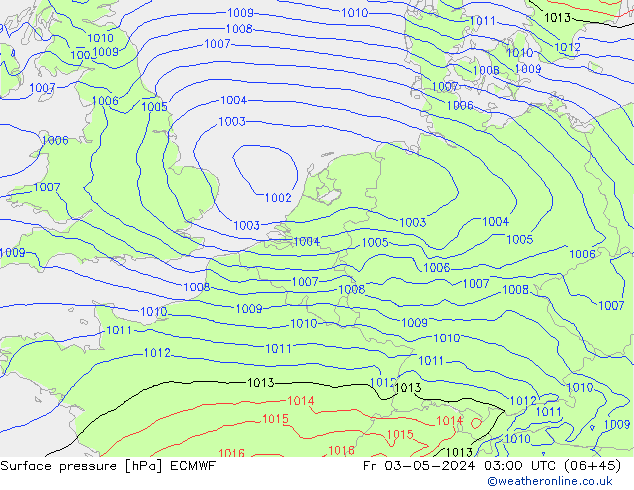 Surface pressure ECMWF Fr 03.05.2024 03 UTC