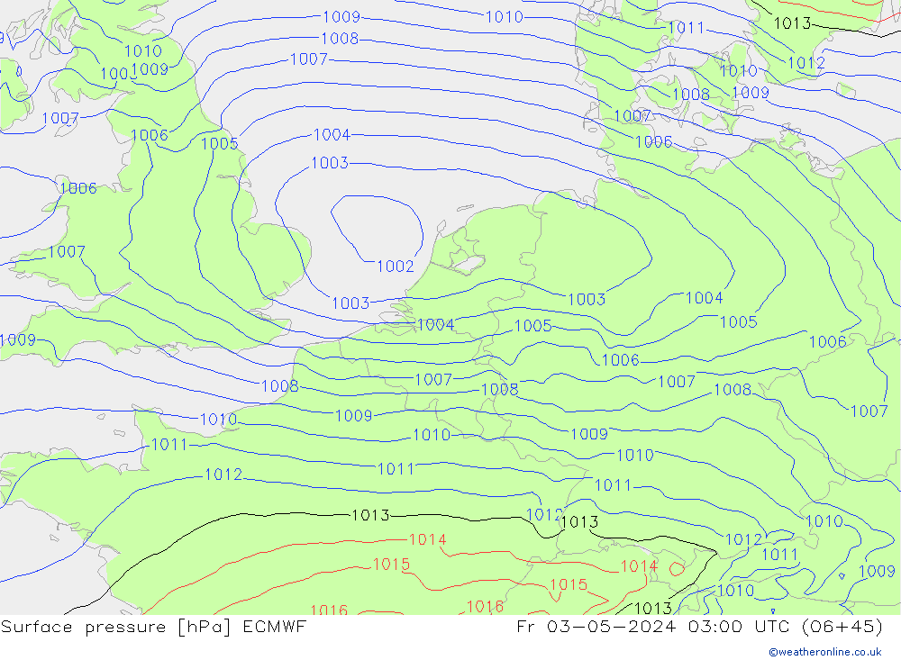 Bodendruck ECMWF Fr 03.05.2024 03 UTC