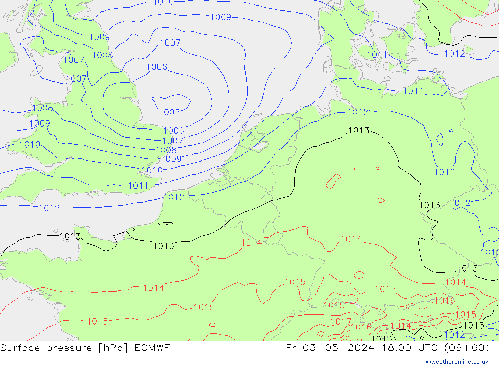 Luchtdruk (Grond) ECMWF vr 03.05.2024 18 UTC