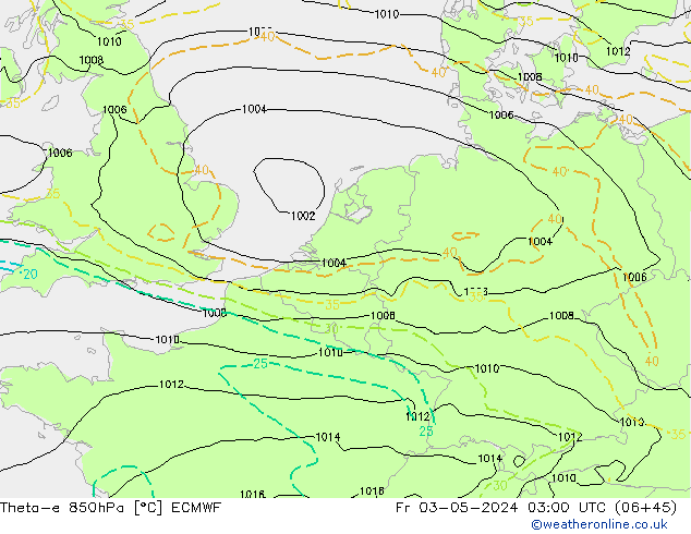 Theta-e 850hPa ECMWF Fr 03.05.2024 03 UTC