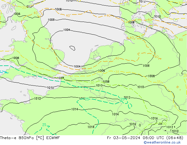 Theta-e 850hPa ECMWF pt. 03.05.2024 06 UTC