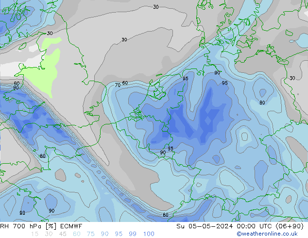 RH 700 hPa ECMWF So 05.05.2024 00 UTC