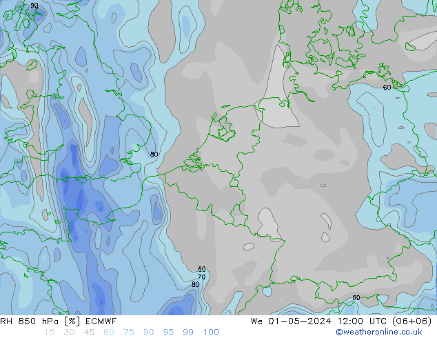 RH 850 hPa ECMWF  01.05.2024 12 UTC