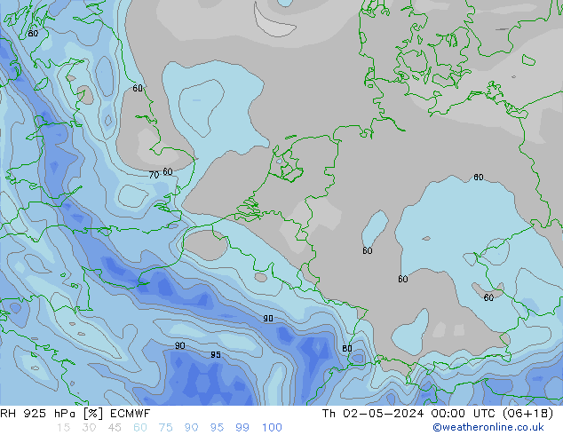 RH 925 hPa ECMWF Th 02.05.2024 00 UTC