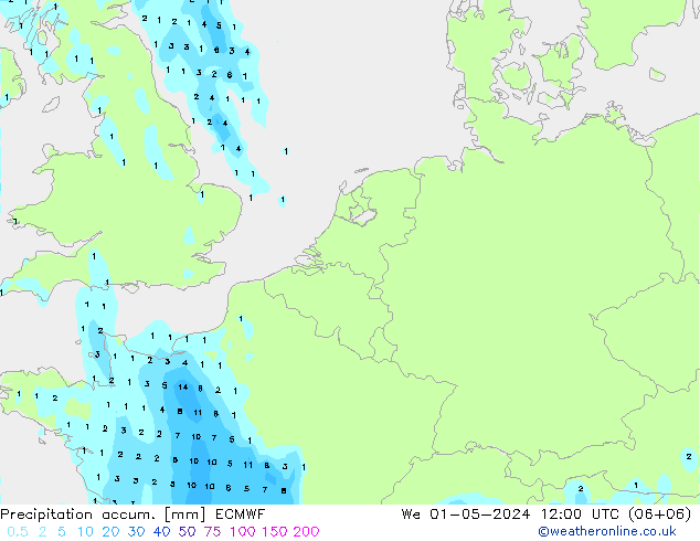 Nied. akkumuliert ECMWF Mi 01.05.2024 12 UTC