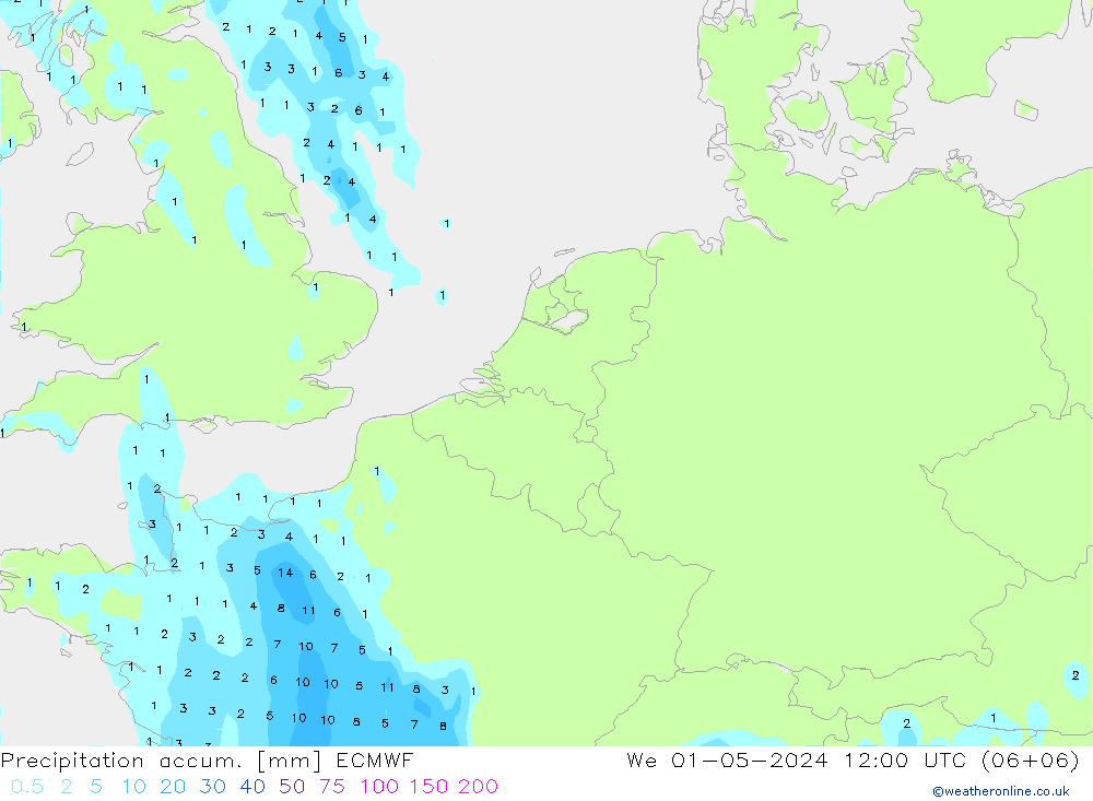 Nied. akkumuliert ECMWF Mi 01.05.2024 12 UTC