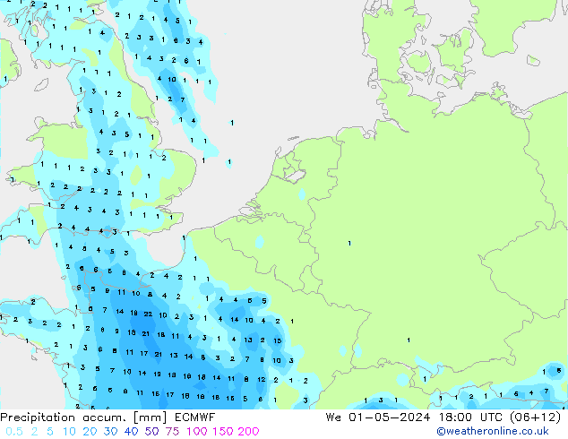 Precipitation accum. ECMWF ср 01.05.2024 18 UTC