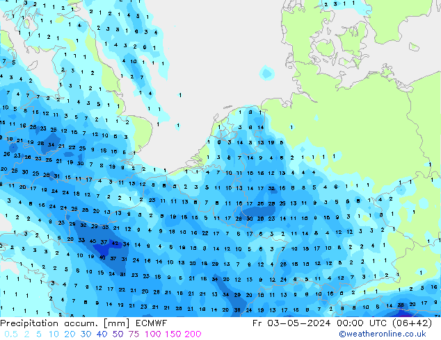 Precipitation accum. ECMWF  03.05.2024 00 UTC