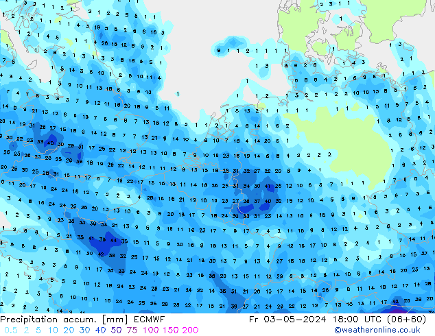 Precipitation accum. ECMWF Fr 03.05.2024 18 UTC