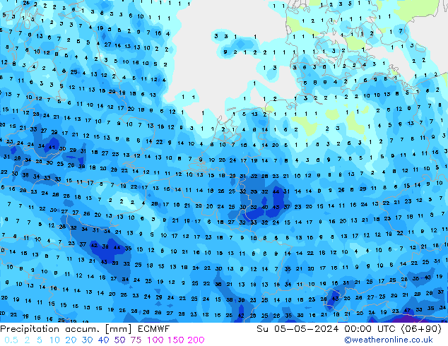 Nied. akkumuliert ECMWF So 05.05.2024 00 UTC