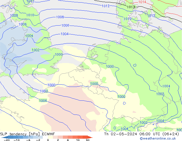 SLP tendency ECMWF Qui 02.05.2024 06 UTC