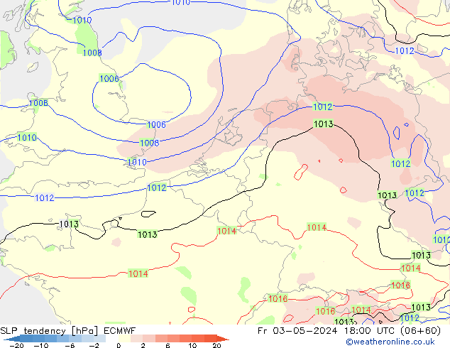 Druktendens (+/-) ECMWF vr 03.05.2024 18 UTC