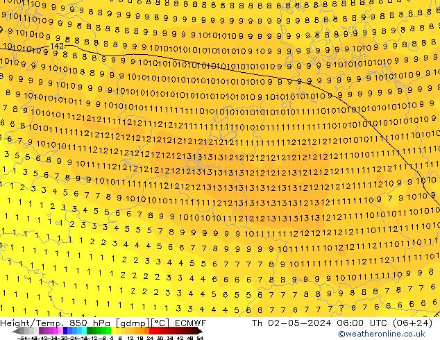 Z500/Rain (+SLP)/Z850 ECMWF Do 02.05.2024 06 UTC