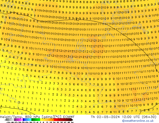 Z500/Rain (+SLP)/Z850 ECMWF чт 02.05.2024 12 UTC