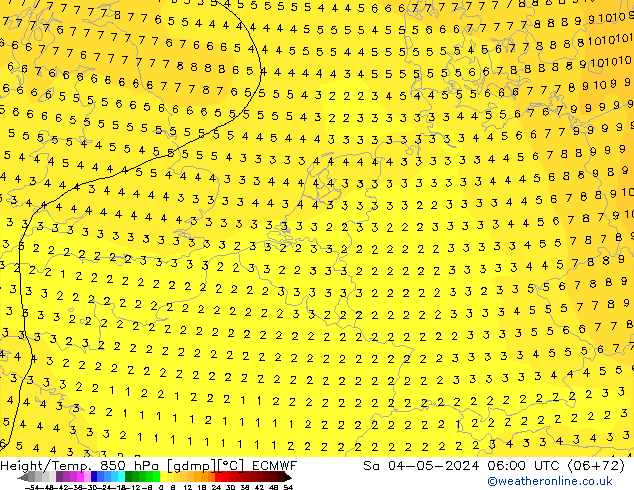 Z500/Rain (+SLP)/Z850 ECMWF Sa 04.05.2024 06 UTC