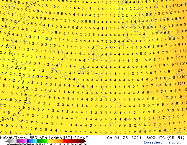 Z500/Rain (+SLP)/Z850 ECMWF сб 04.05.2024 18 UTC