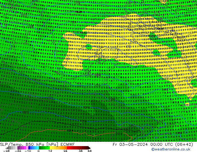 SLP/Temp. 850 hPa ECMWF  03.05.2024 00 UTC