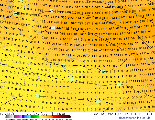 Height/Temp. 925 hPa ECMWF  03.05.2024 00 UTC