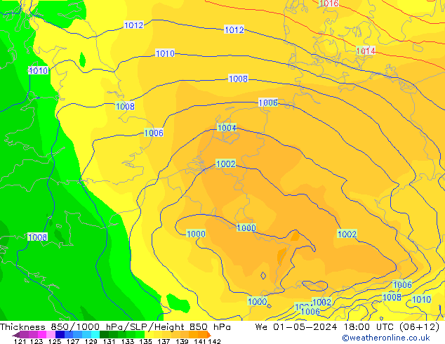 Thck 850-1000 hPa ECMWF We 01.05.2024 18 UTC