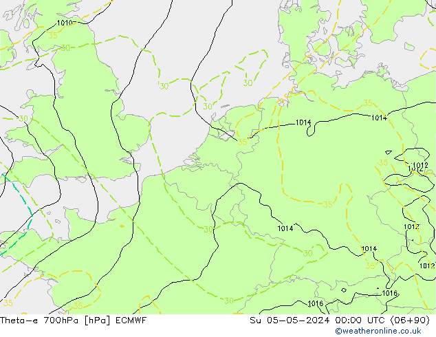 Theta-e 700hPa ECMWF zo 05.05.2024 00 UTC