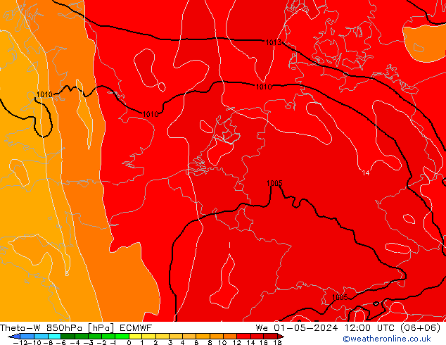 Theta-W 850hPa ECMWF Mi 01.05.2024 12 UTC