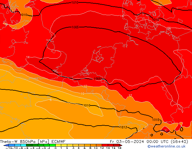 Theta-W 850hPa ECMWF  03.05.2024 00 UTC