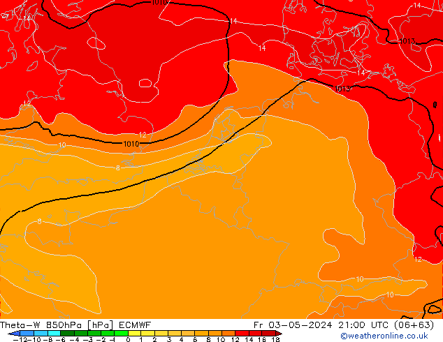 Theta-W 850hPa ECMWF Fr 03.05.2024 21 UTC