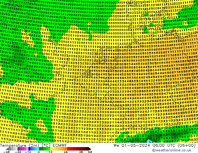 Temperature (2m) ECMWF We 01.05.2024 06 UTC