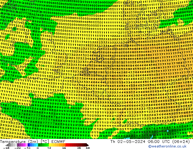 Temperature (2m) ECMWF Th 02.05.2024 06 UTC