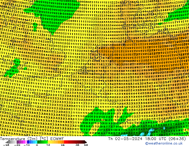 Temperaturkarte (2m) ECMWF Do 02.05.2024 18 UTC