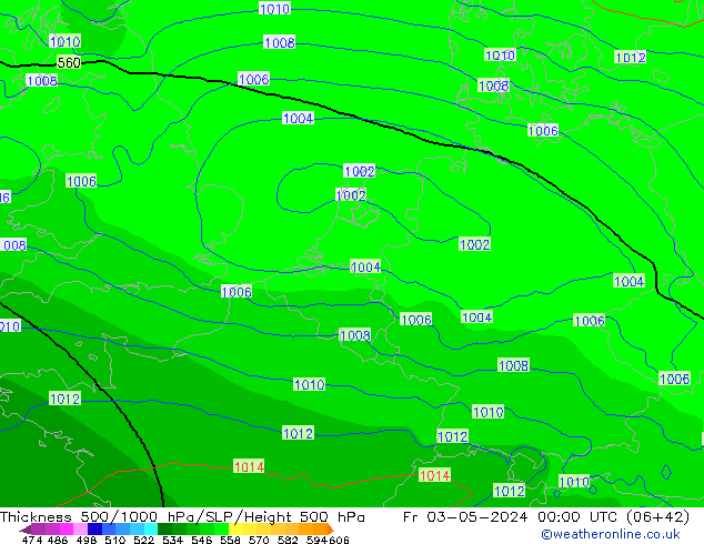 Thck 500-1000hPa ECMWF  03.05.2024 00 UTC