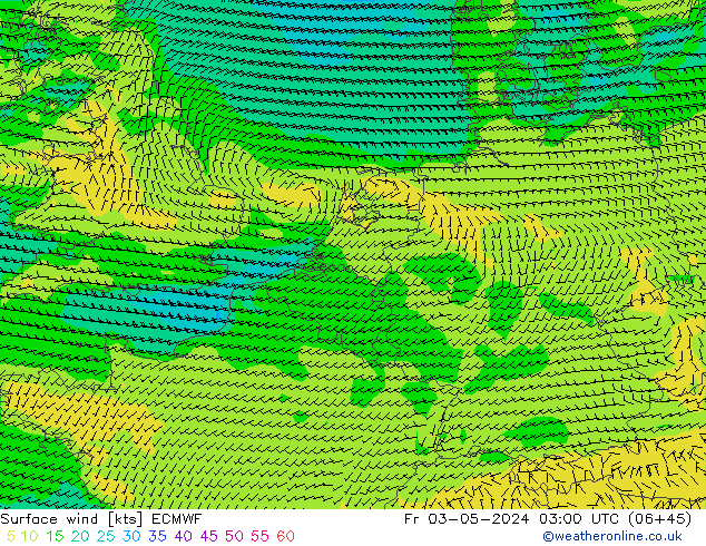 Bodenwind ECMWF Fr 03.05.2024 03 UTC