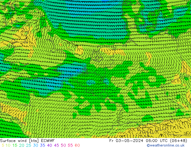 Bodenwind ECMWF Fr 03.05.2024 06 UTC