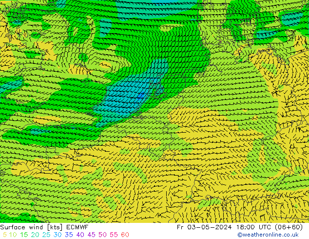 Wind 10 m ECMWF vr 03.05.2024 18 UTC