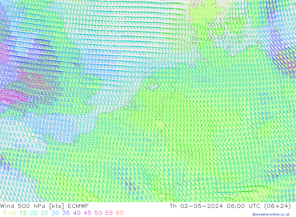 Wind 500 hPa ECMWF Do 02.05.2024 06 UTC