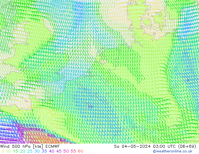 Wind 500 hPa ECMWF za 04.05.2024 03 UTC