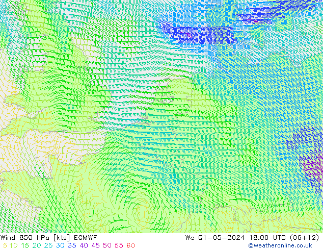 Wind 850 hPa ECMWF Mi 01.05.2024 18 UTC