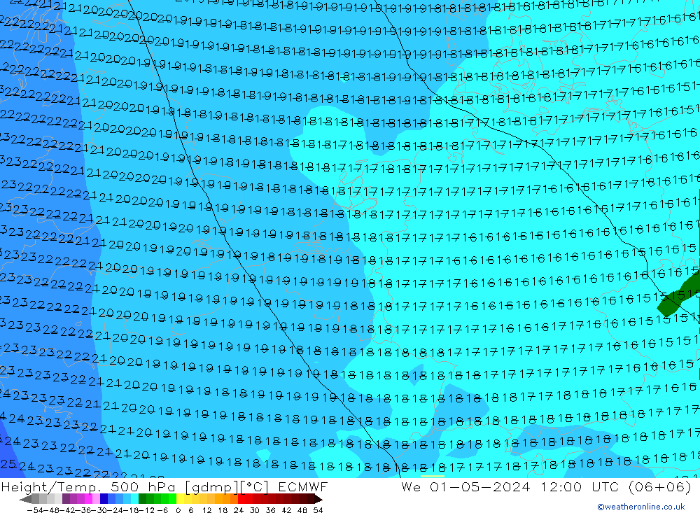 Z500/Rain (+SLP)/Z850 ECMWF We 01.05.2024 12 UTC