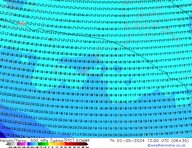 Z500/Rain (+SLP)/Z850 ECMWF jue 02.05.2024 12 UTC