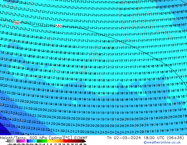 Z500/Rain (+SLP)/Z850 ECMWF Čt 02.05.2024 18 UTC