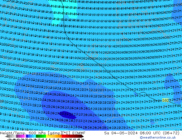 Z500/Rain (+SLP)/Z850 ECMWF сб 04.05.2024 06 UTC